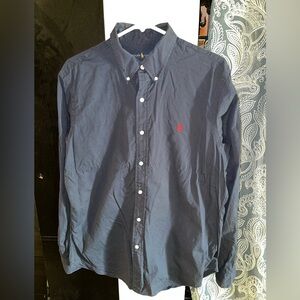 Polo Ralph Lauren Slim Fit  Shirt Large Blue Button Up Long  Sleeve Mens